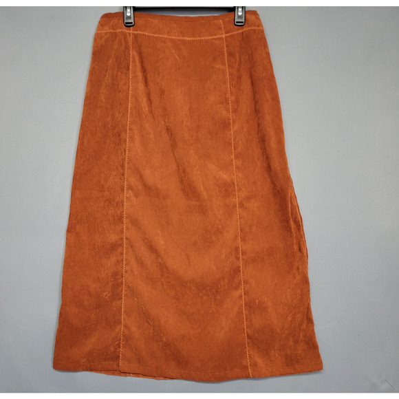 Wild Cat Maxi Skirt Womens L Brown Western Velour Zip-Zag Trim Stitching New - Picture 8 of 10